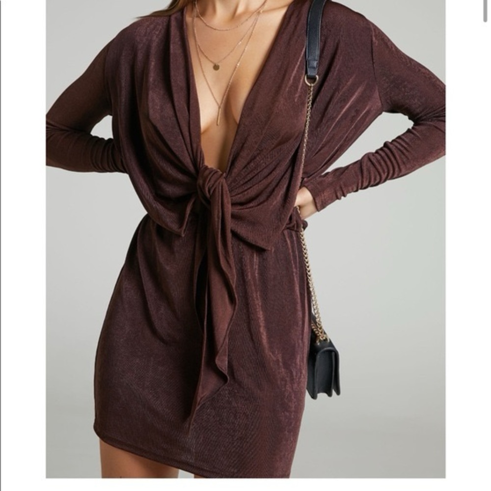 Showpo Deep Brown Long Sleeve Dress
